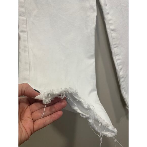 Anniewear Women’s Sz Sm Wide Leg High Rise Raw Hem White Jeans - Picture 9 of 10